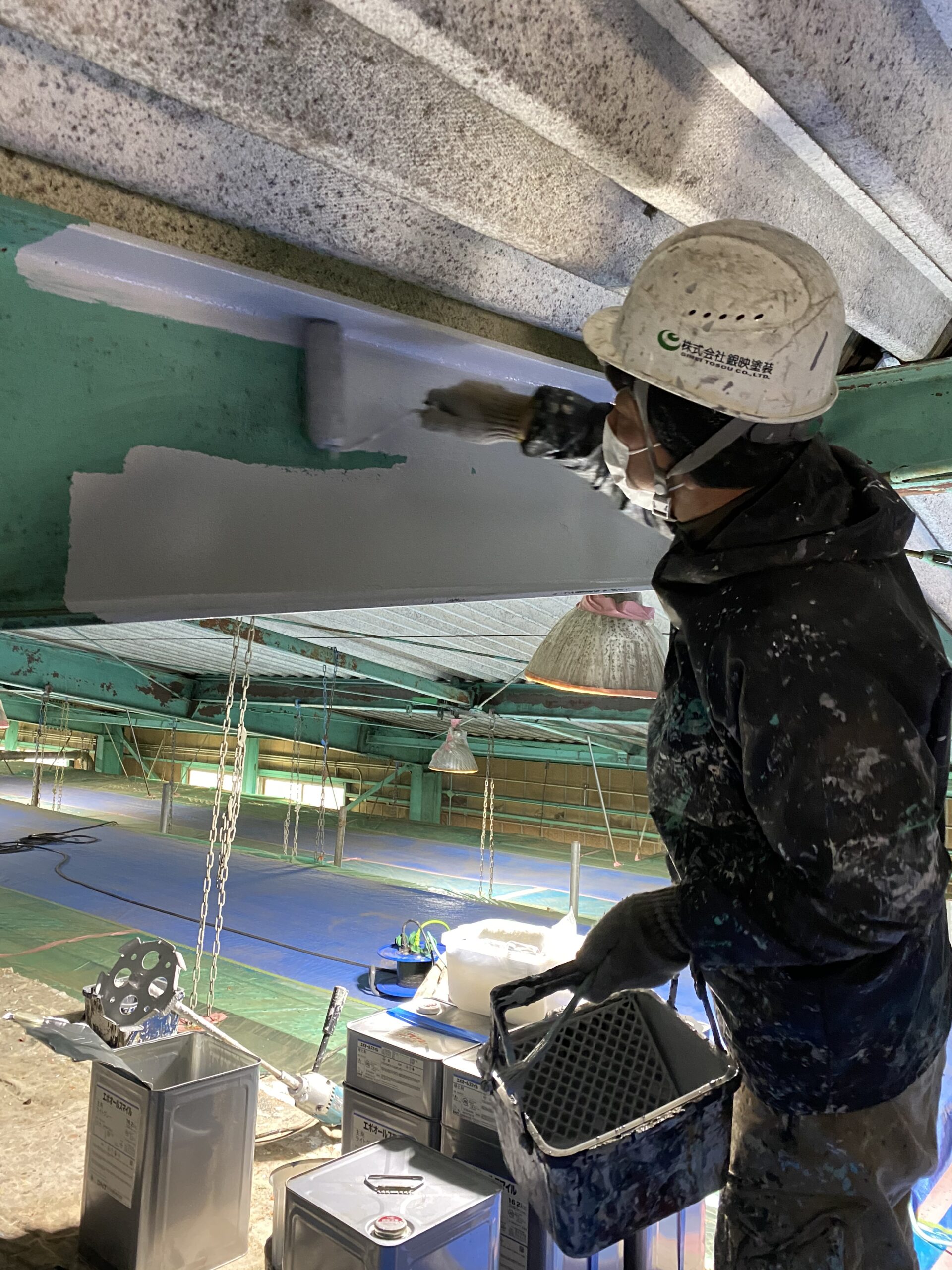 施工中　下塗り